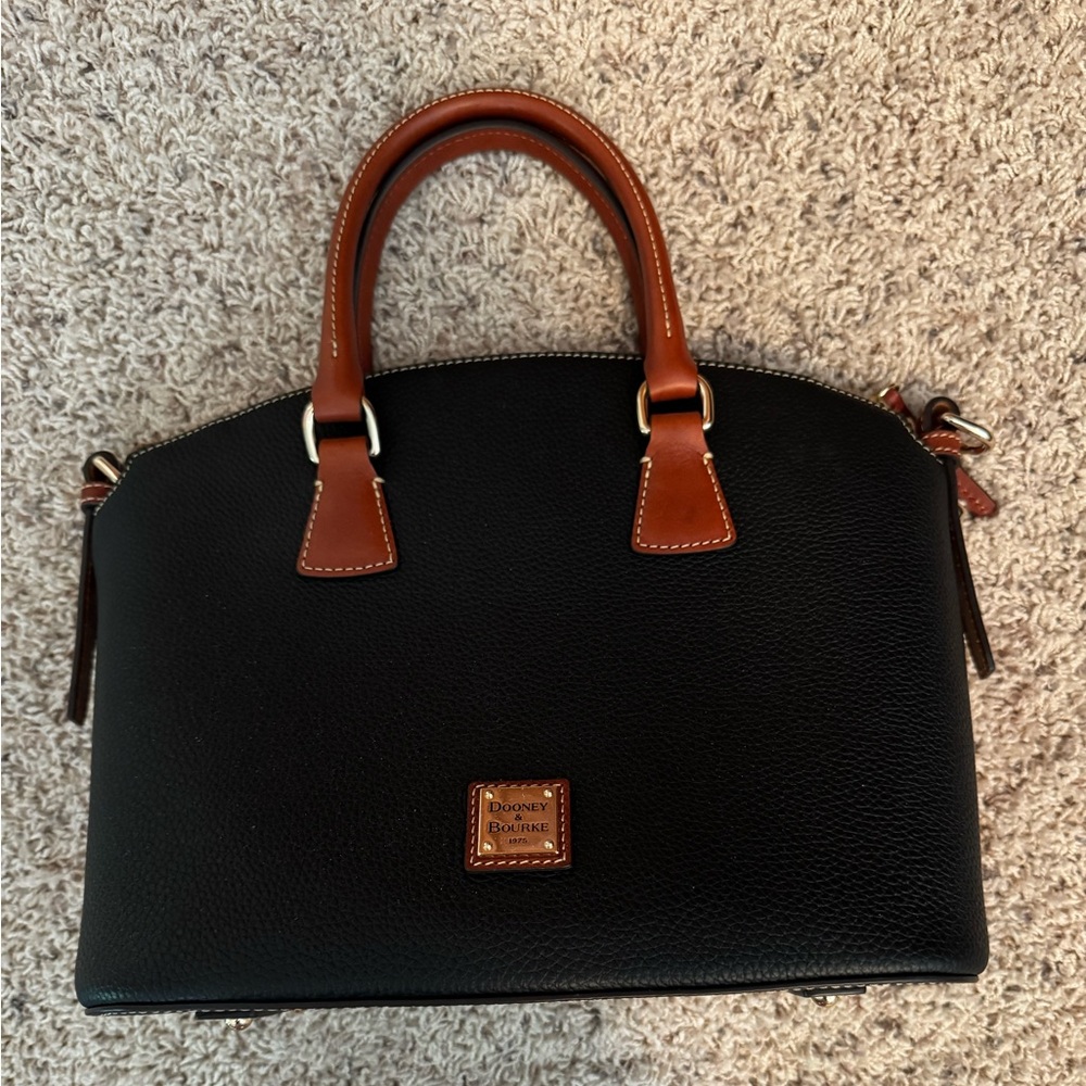 Dooney & Bourke Black and Brown Domed Satchel